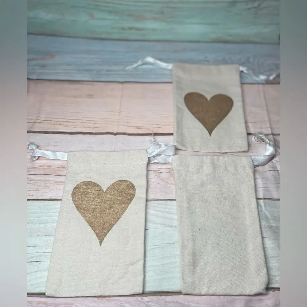 11 NEW Heart Gift Bags Drawstring Closures Various Styles & Sizes Bundle … - Picture 3 of 10